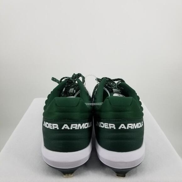 Under Armour Yard Low ST Metal Baseball Cleats 16 Mens White Green Lace Up NEW - Picture 4 of 5
